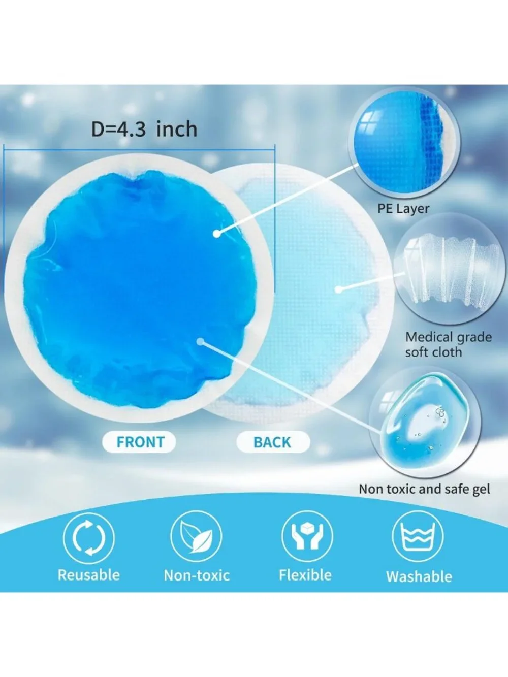 100 Reusable Small Ice Packs for Pain Relief - Hot & Cold Gel for Face, Neck
